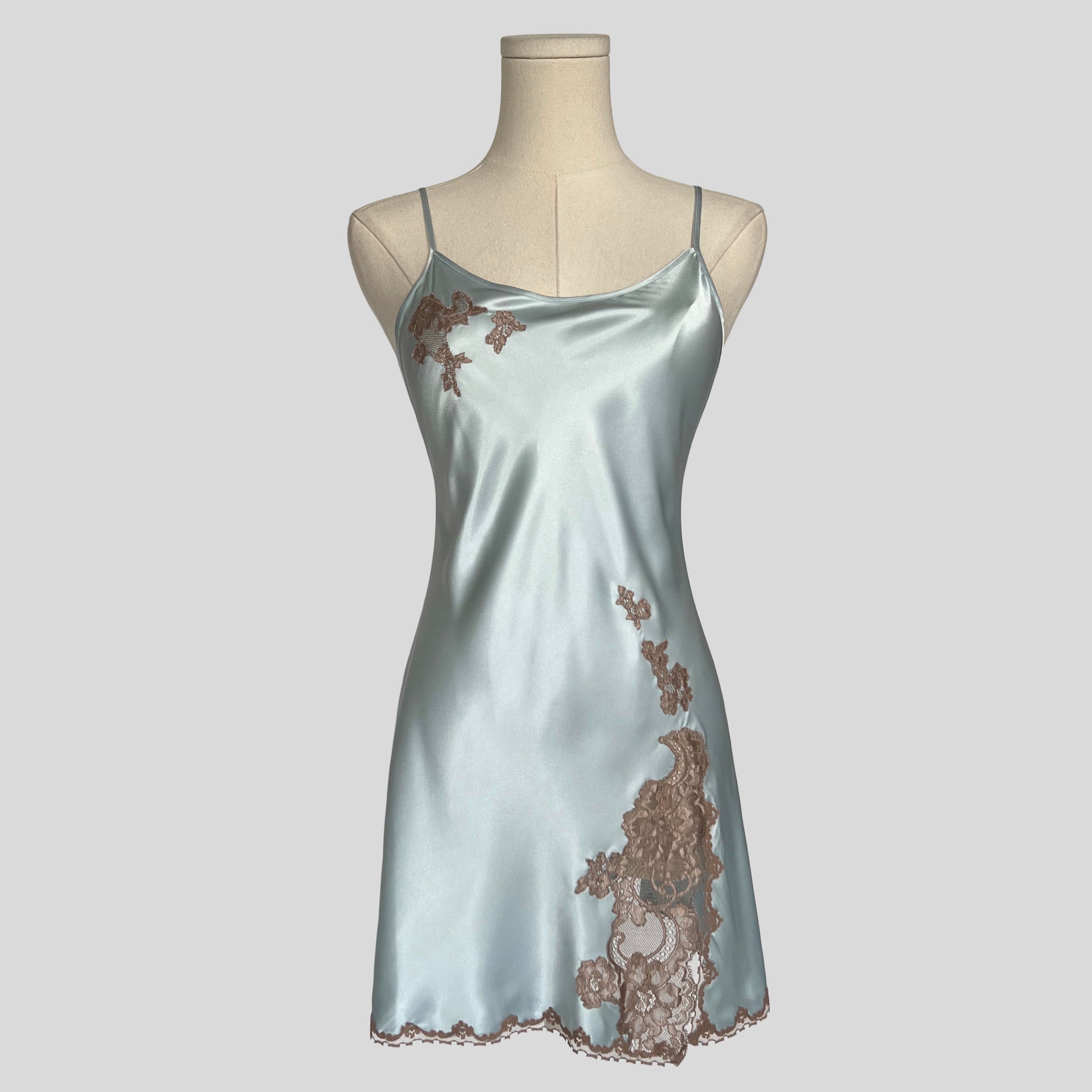 Fairy lace trim slip dress in light blue