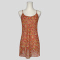 Simple sheer slip dress in orange floral