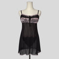 Milkmaid lace trim slip dress with matching panties in black