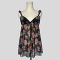 Ruffled babydoll dress in black floral