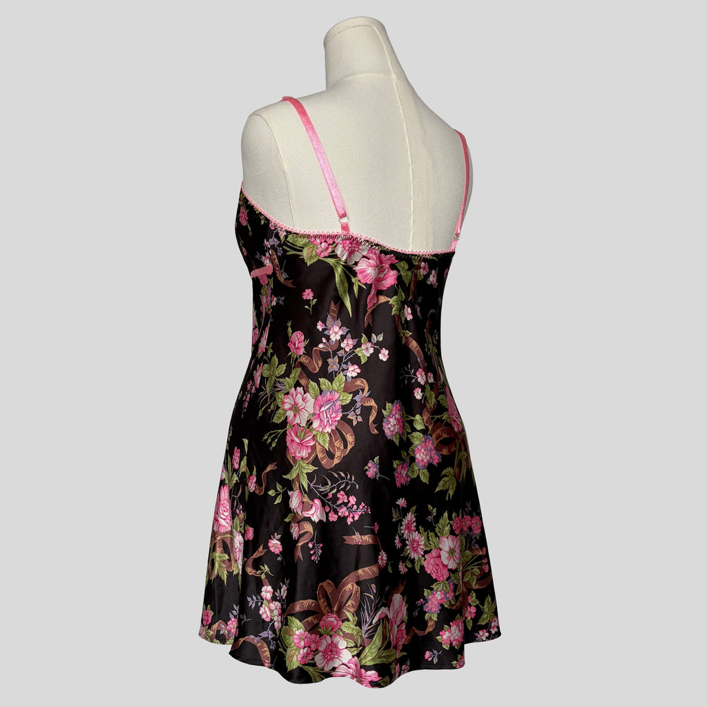 Floral silky ribbon trim slip
