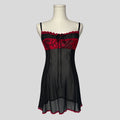 Milkmaid lace trim slip dress in black and red