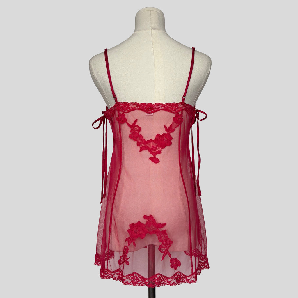 Mesh split front lace detail slip