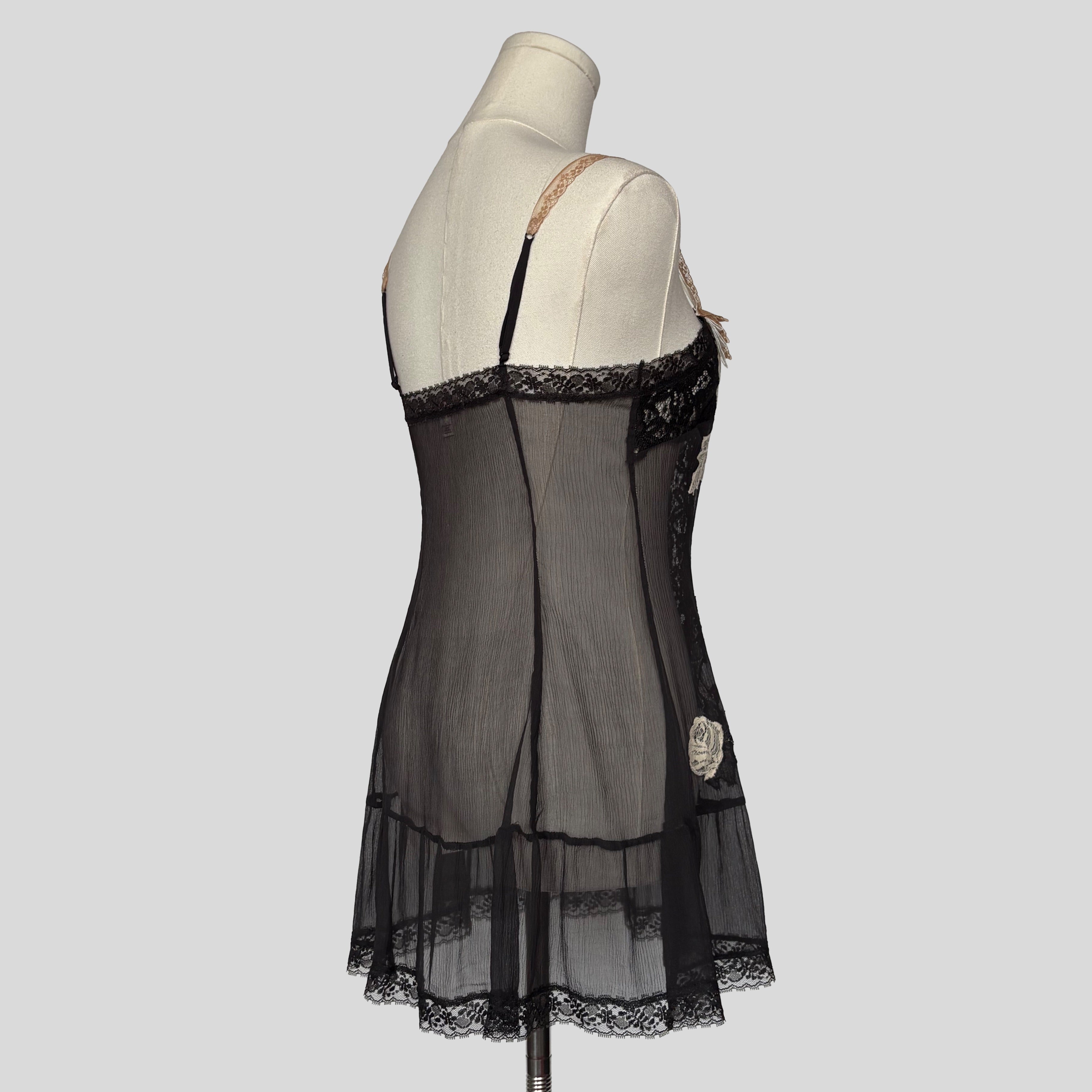 Delicate sheer lace slip