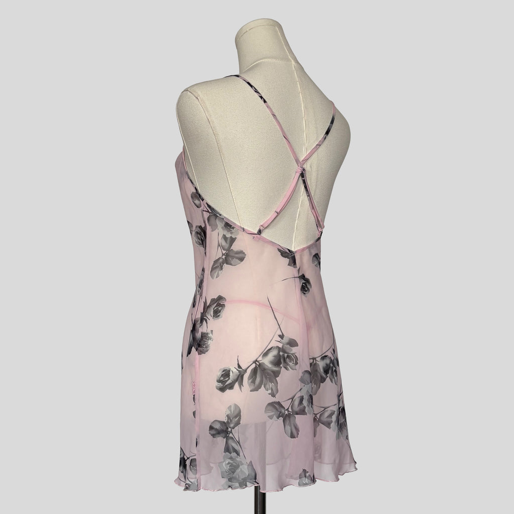 Floral sheer slip with matching panties