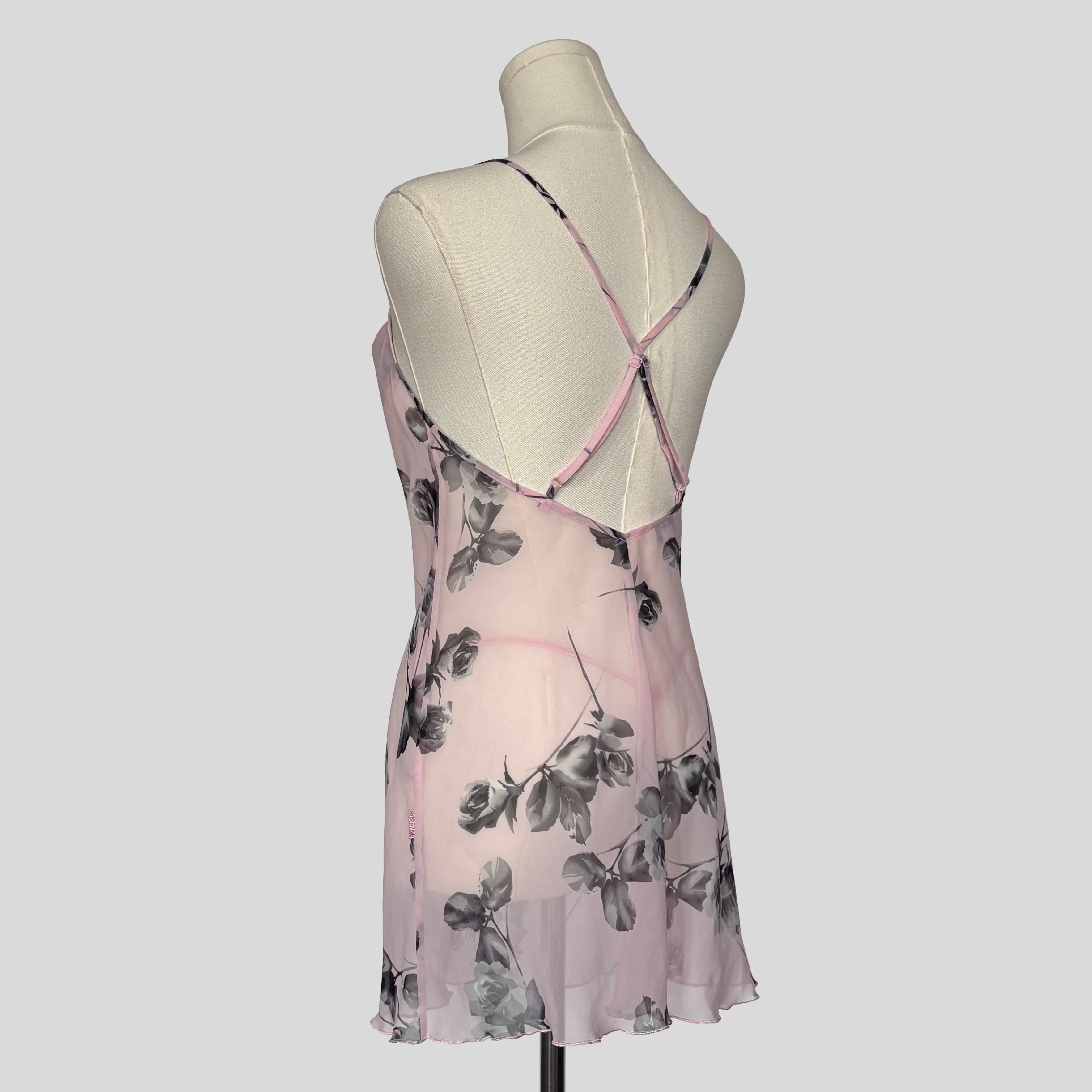 Floral sheer slip with matching panties