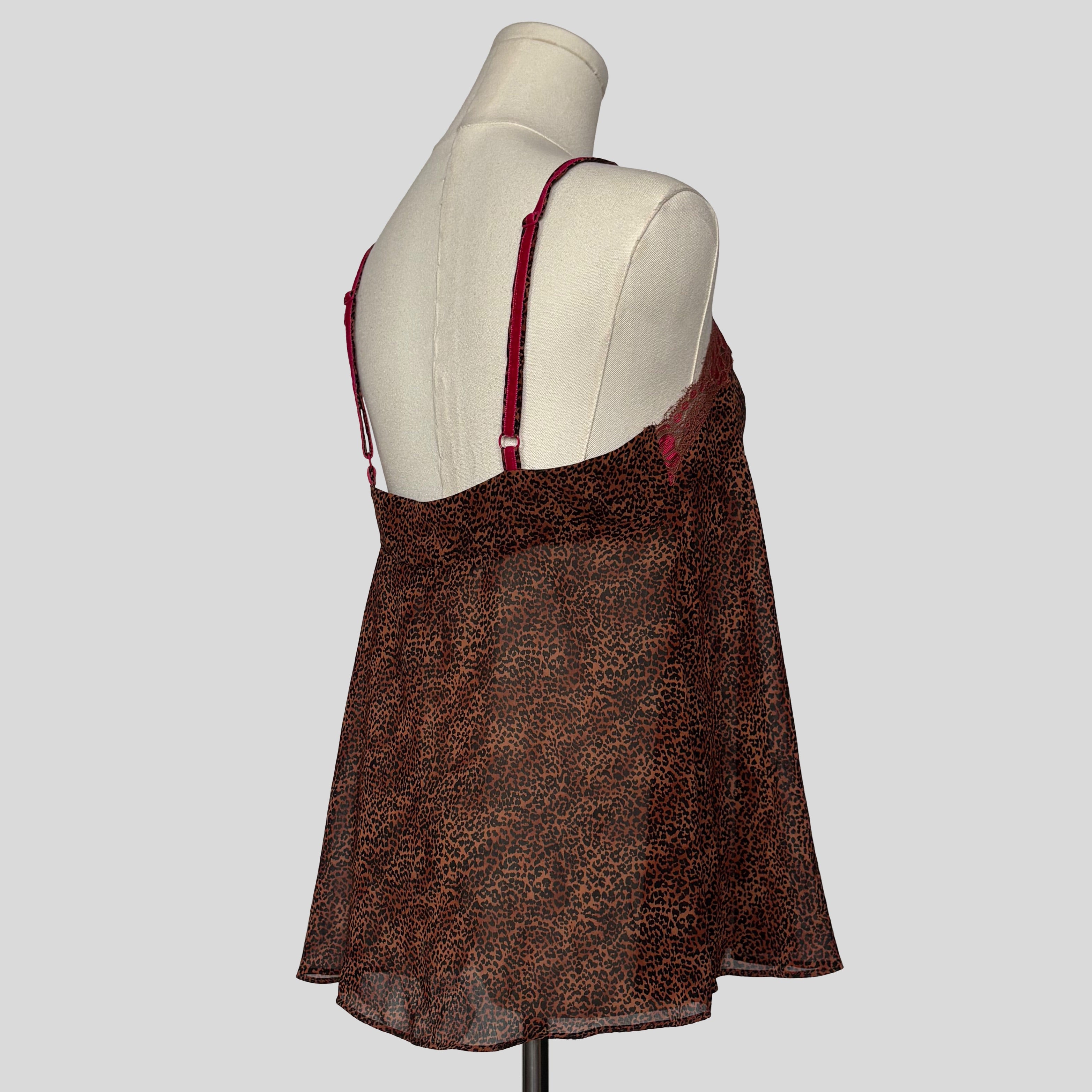 Leopard print split front babydoll