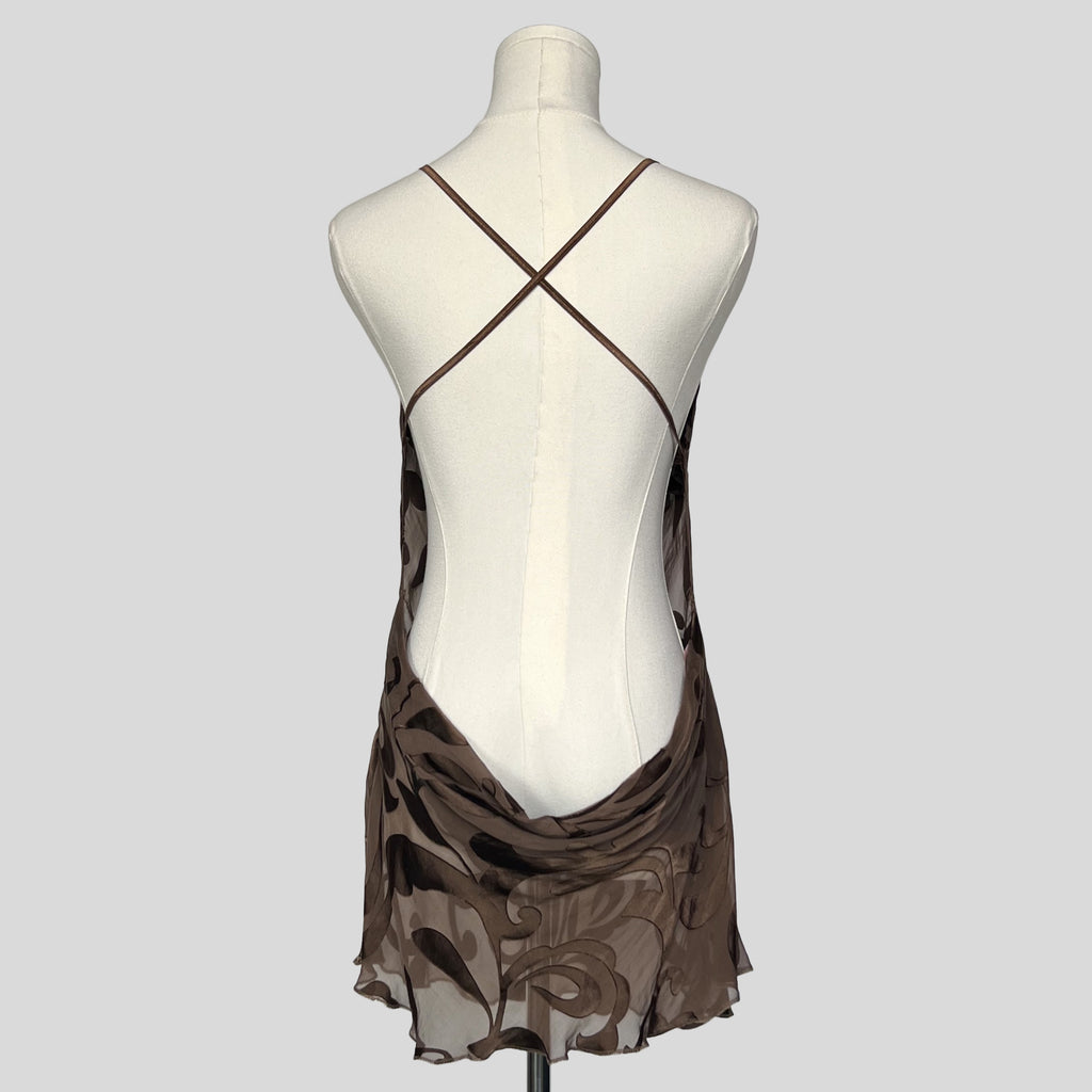 Tropical sheer backless burnout dress