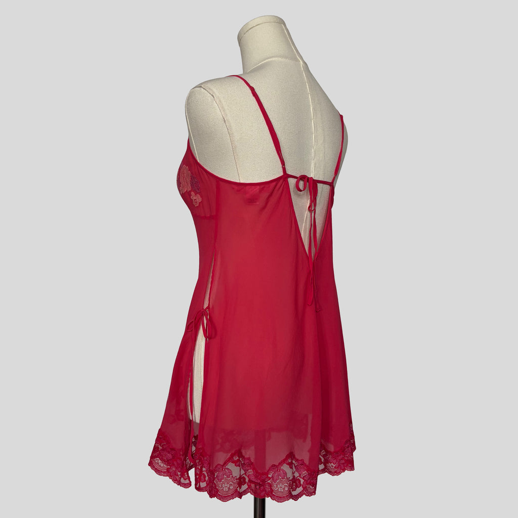 Rare Uptown Girls sheer lace trim silk slip in pink