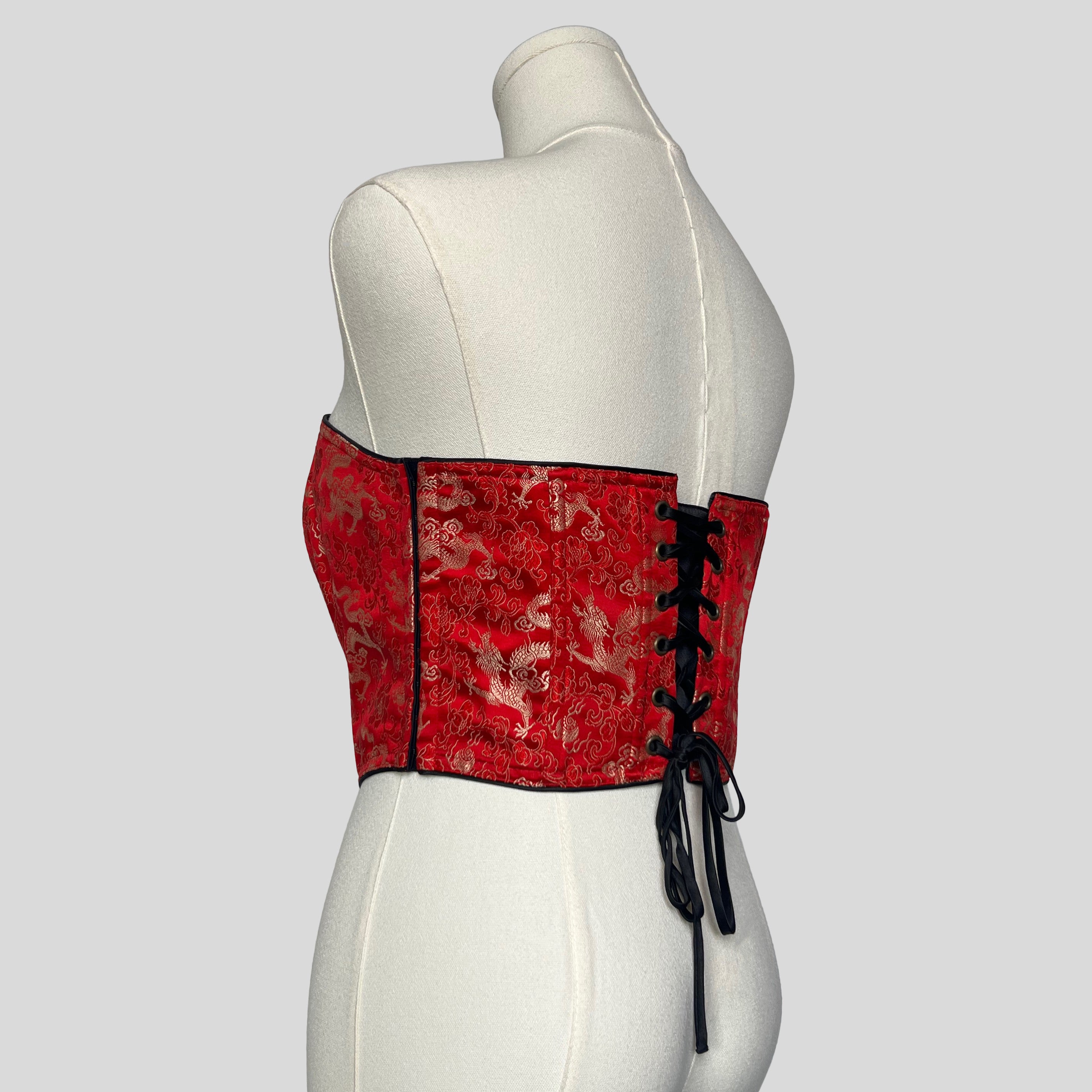 Ornate strapless lace up corset