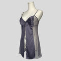 Polka dot mesh flyaway babydoll chemise in purple