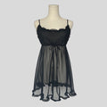 Sheer ruffled babydoll dress in black