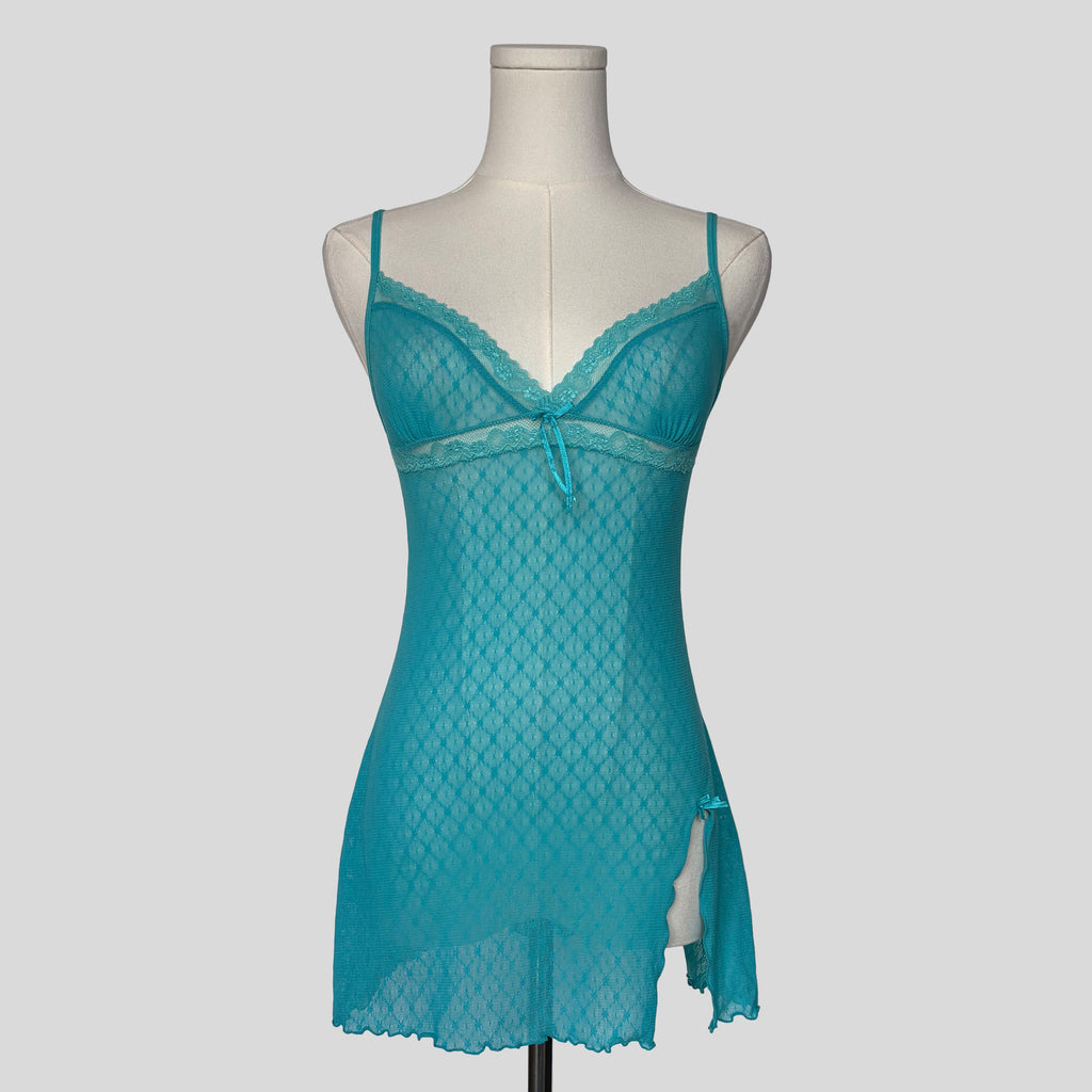Aqua lace slip dress
