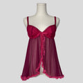 Ruffled mesh split front babydoll chemise