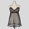 Sheer ribbon trim ruffled babydoll