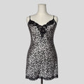 Sweetheart sheer lace back slip dress in leopard print