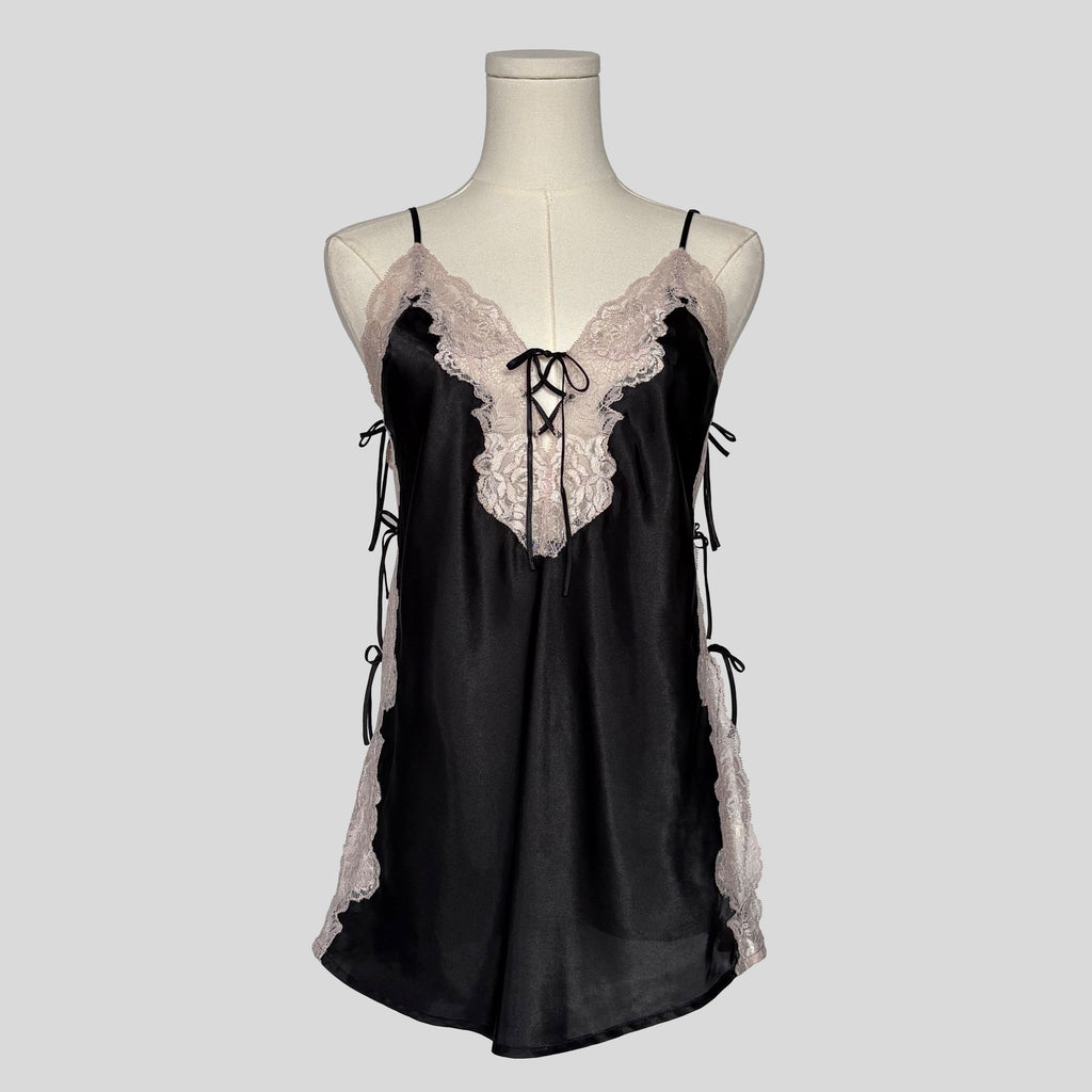 Lace trim tie side slip