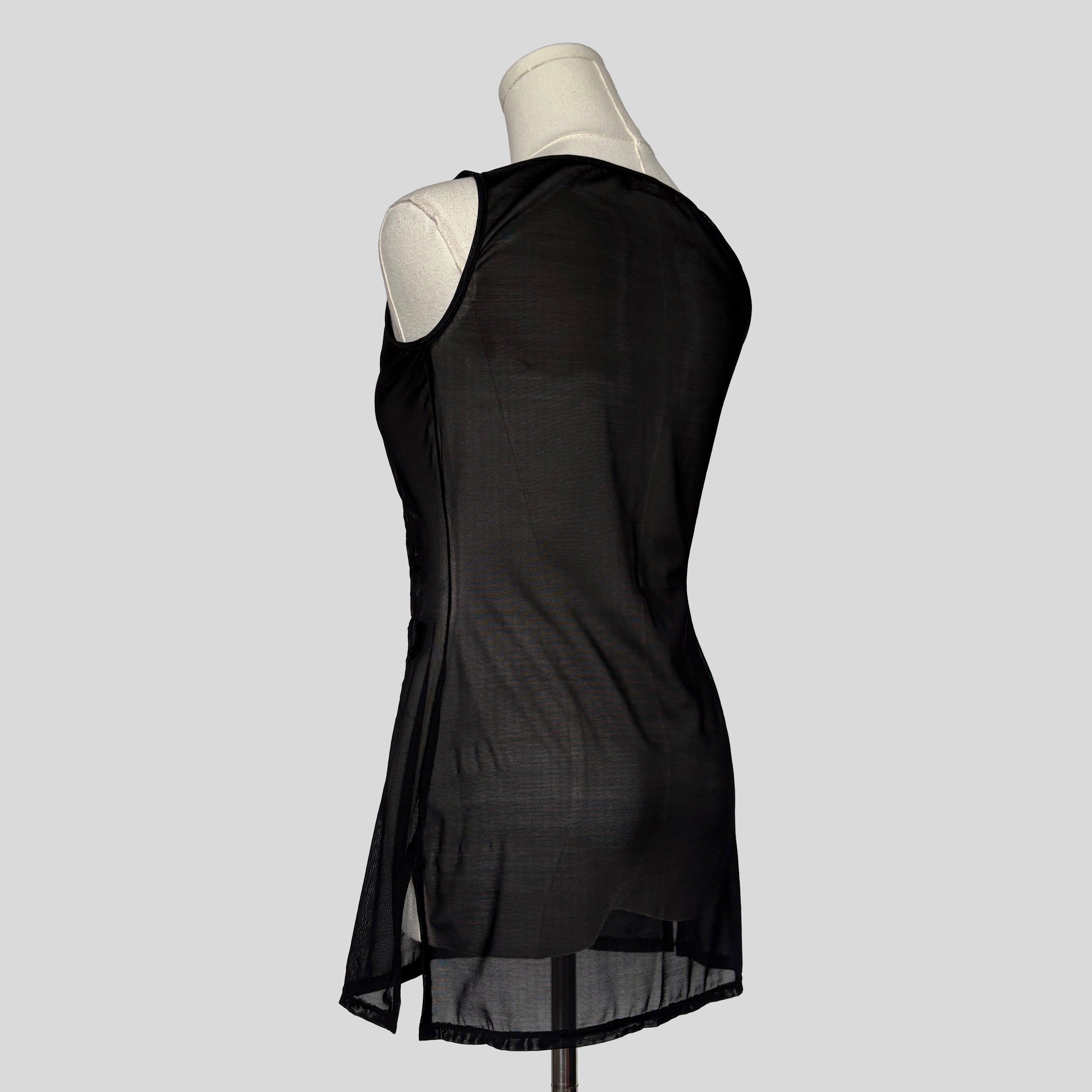 Embroidered mesh mini dress