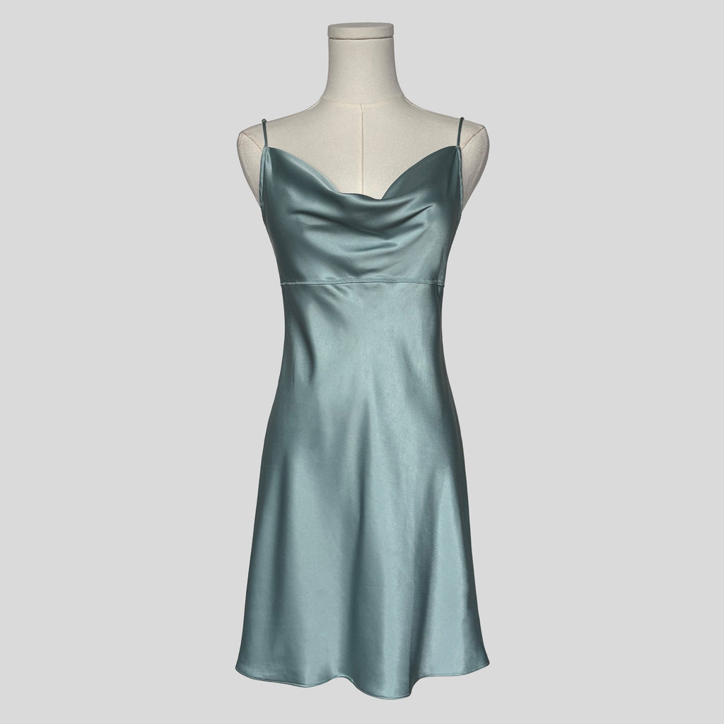 Draped silky slip in blue