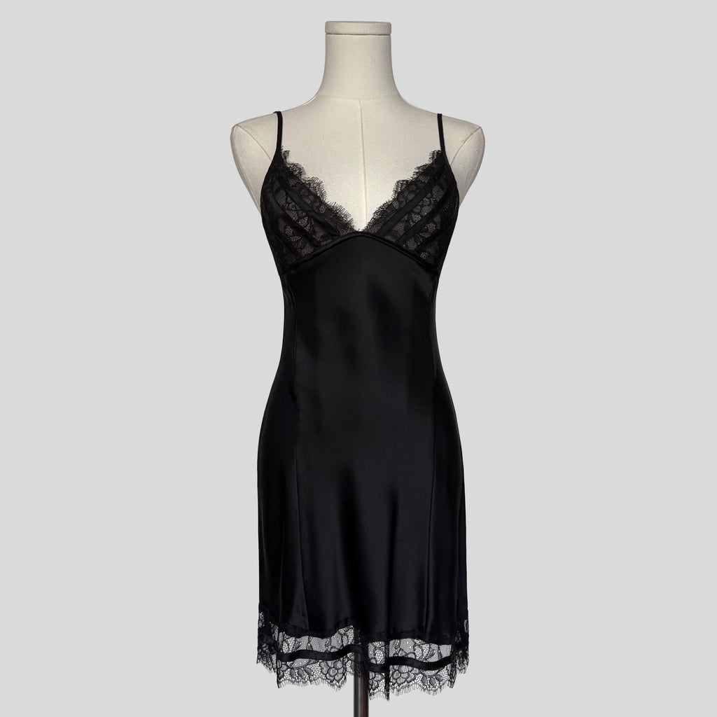 Eyelash lace trim slip