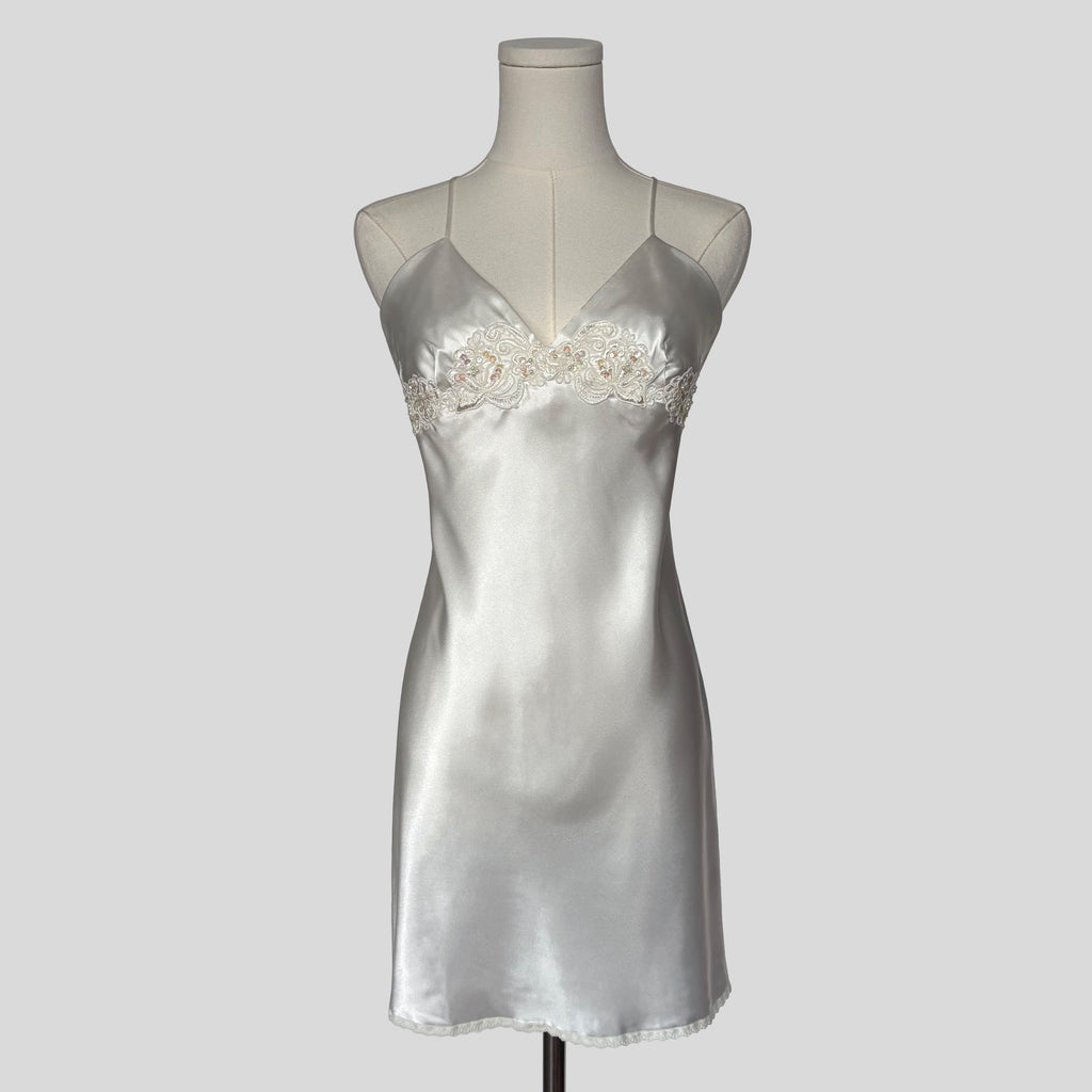 Pearl embellished silky slip