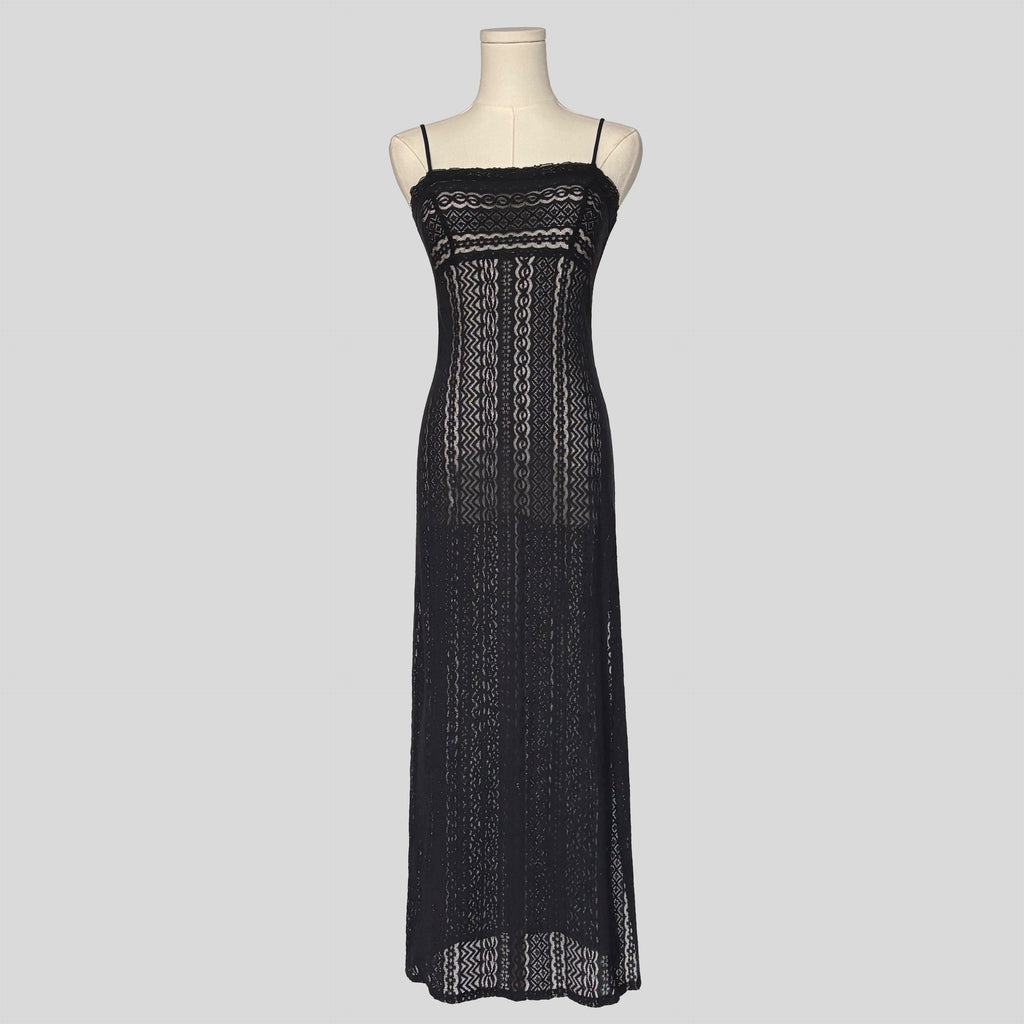 Striped patterned lace gown
