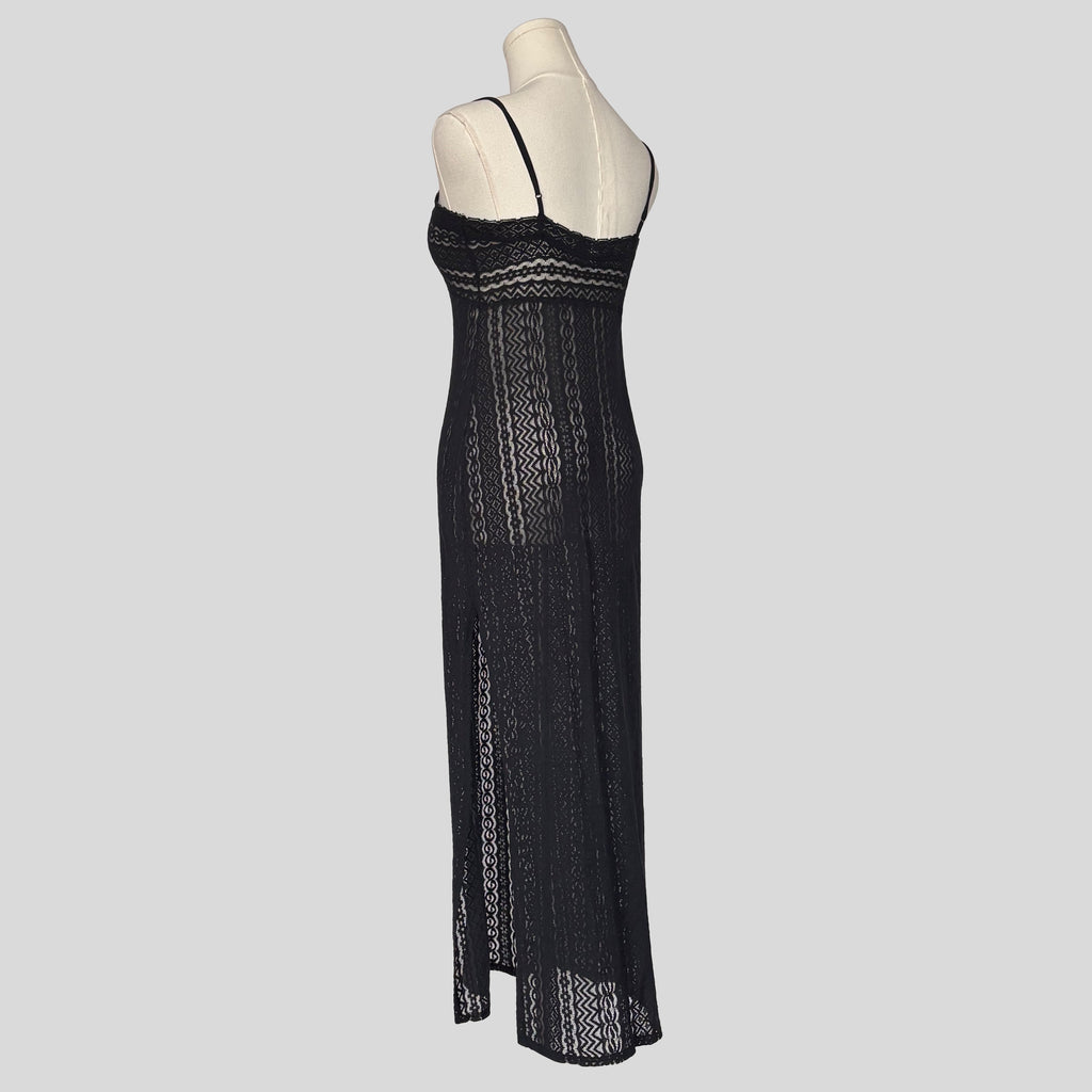 Striped patterned lace gown