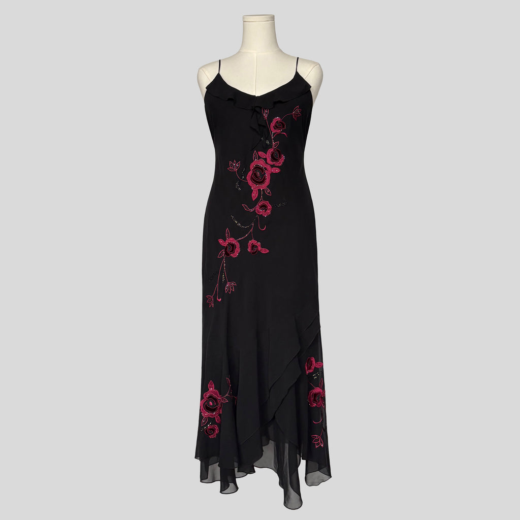 Embroidered embellished floral dress