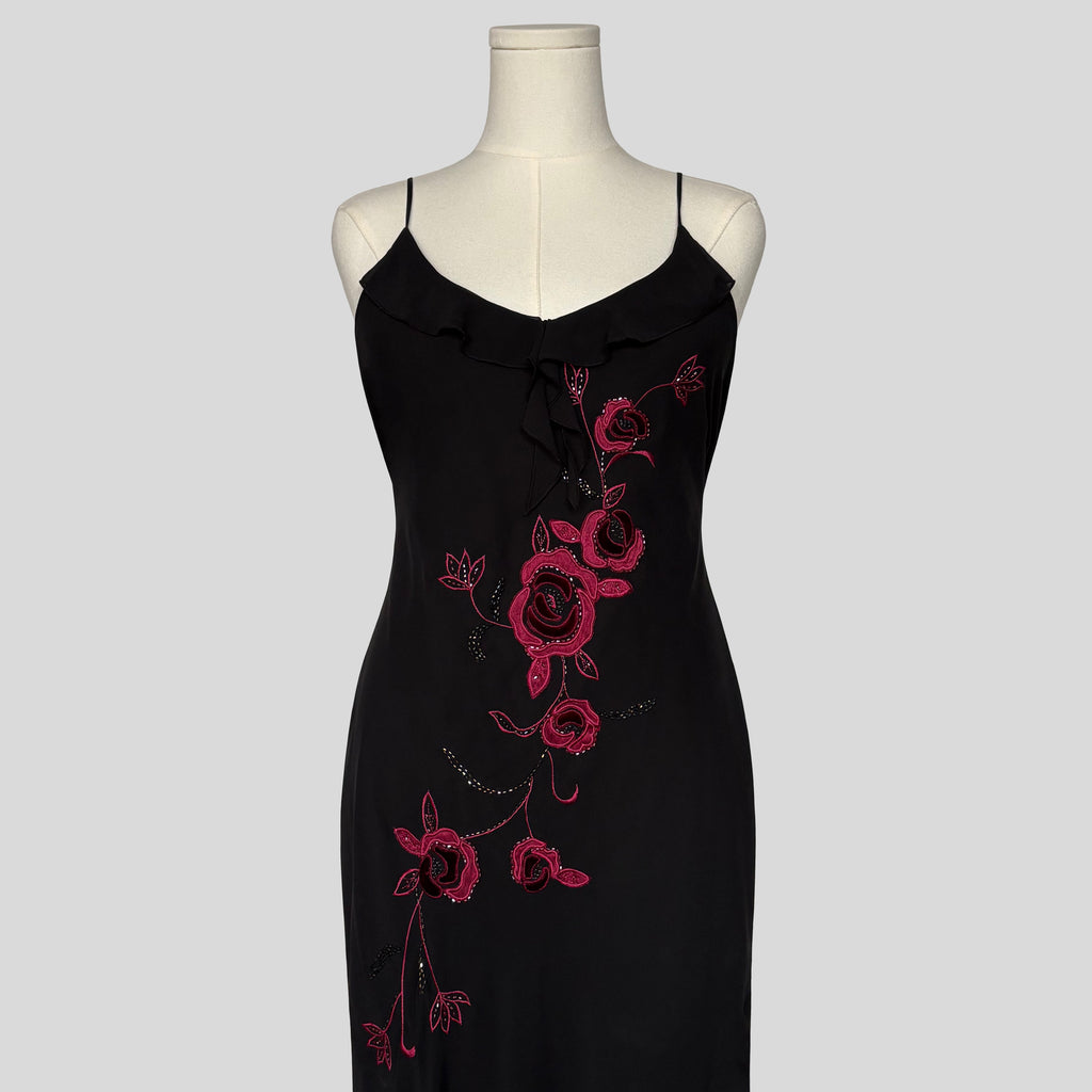 Embroidered embellished floral dress