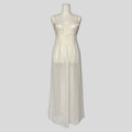 Sheer embroidered lace bust bridal gown