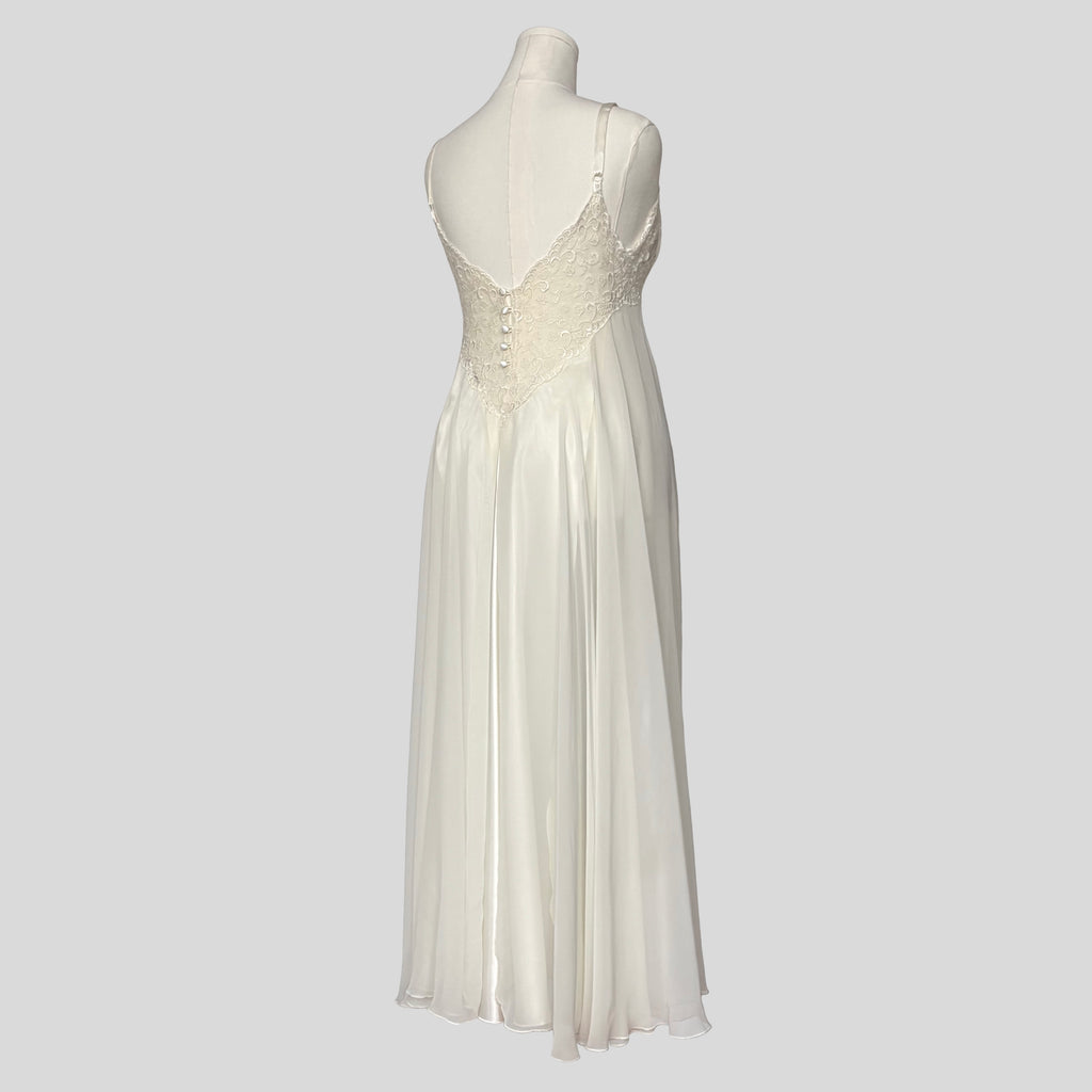 Sheer embroidered lace bust bridal gown