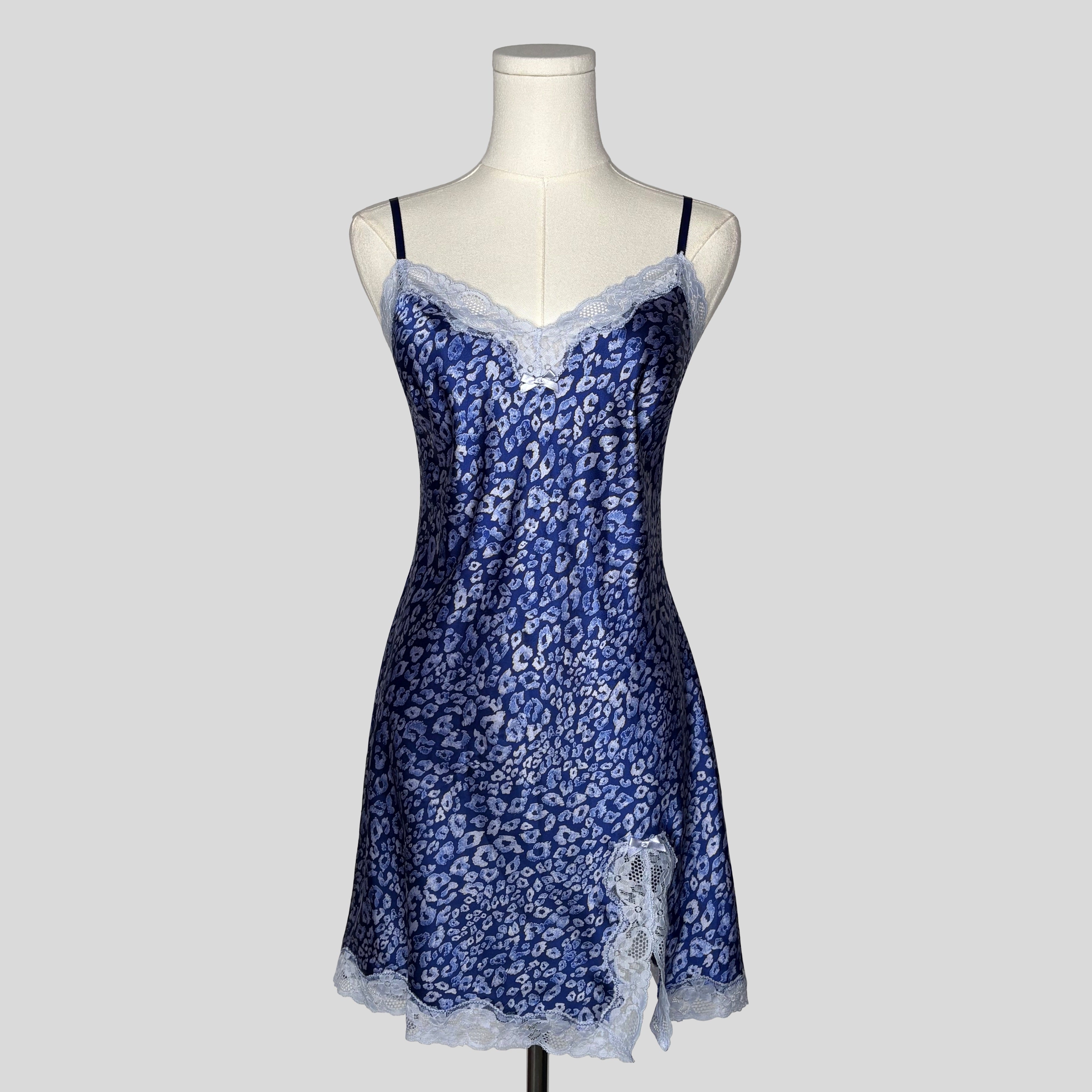 Leopard print lace trim slip
