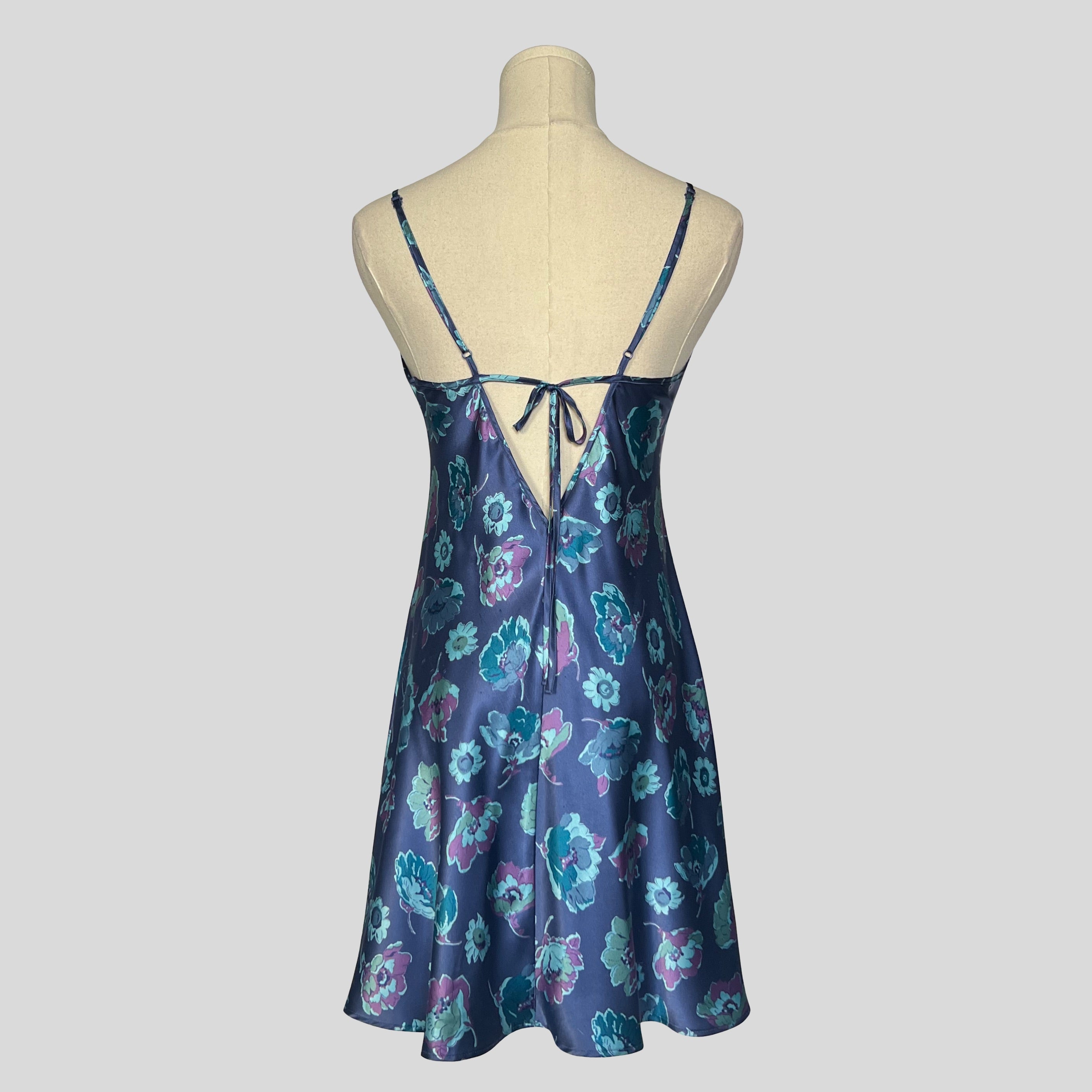 Floral lace trim slip dress