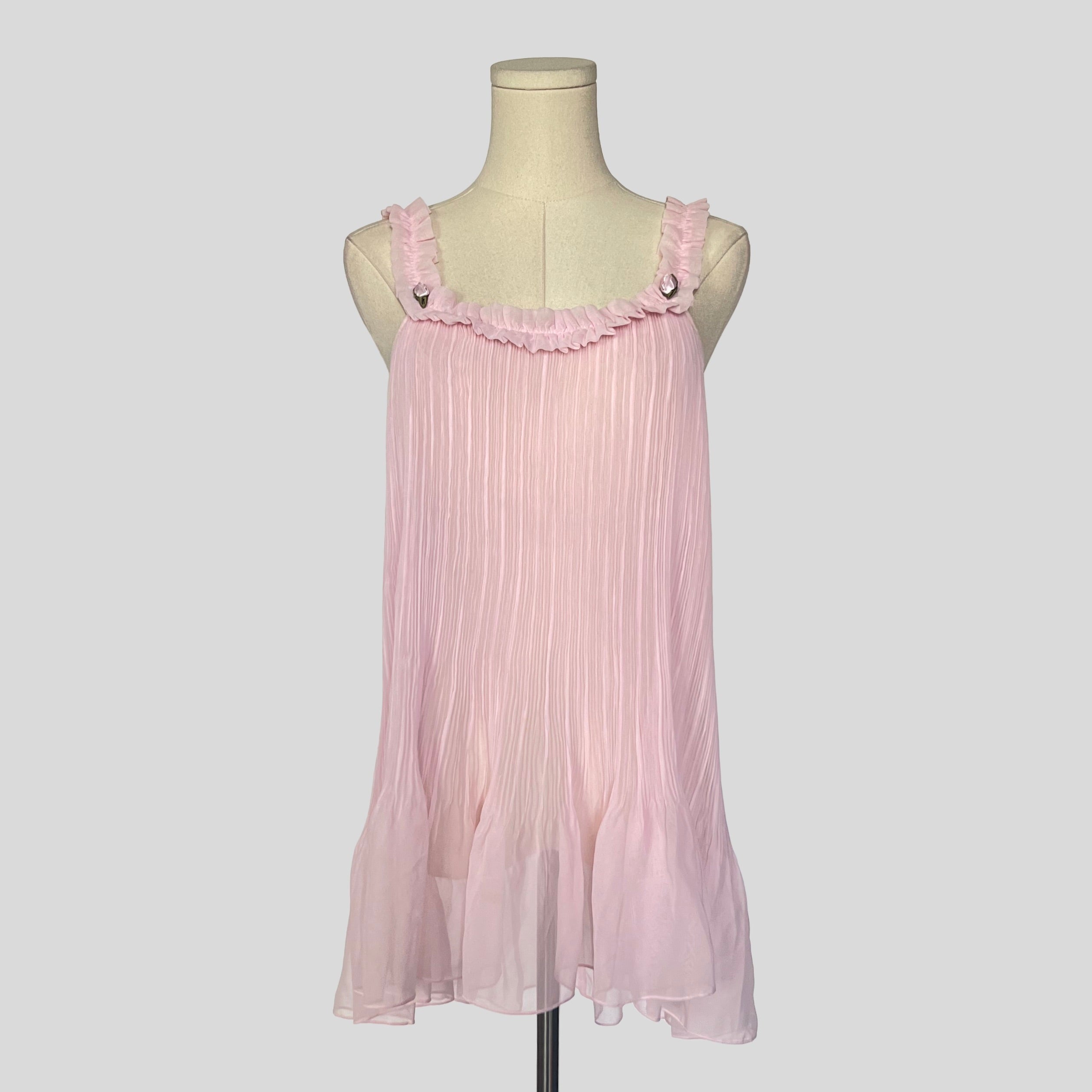 Pleated ruffle babydoll in pink