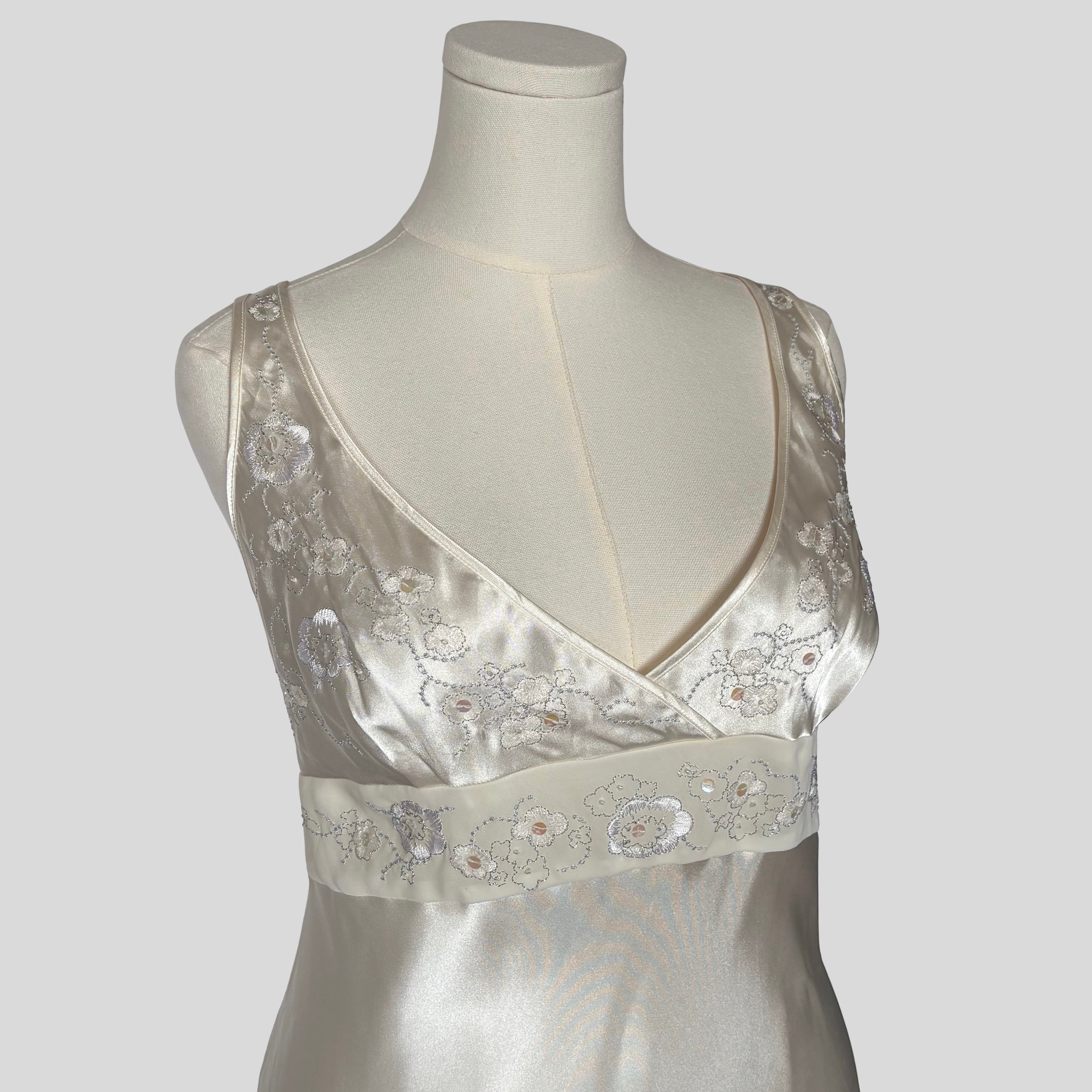 Silky embroidered sequin gown
