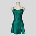 Silk slip dress in teal green