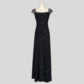 Brocade floral sheer back gown