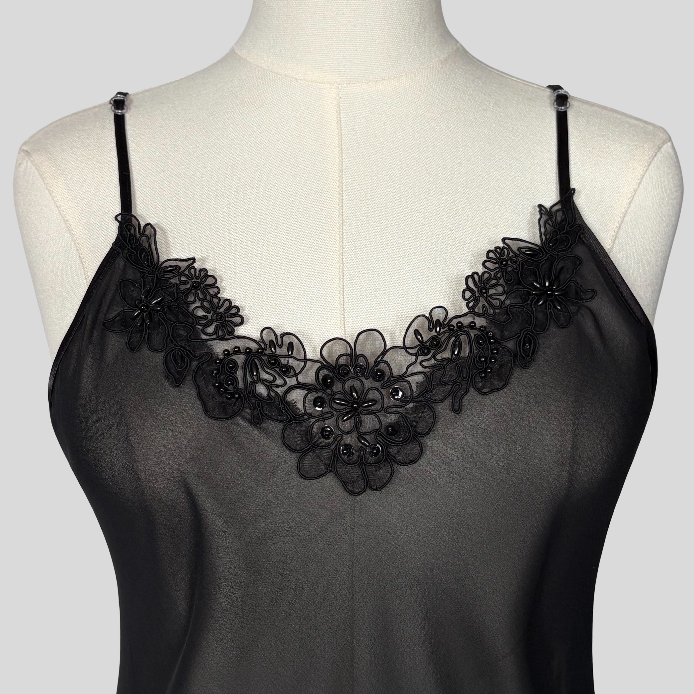 Embellished sheer slip dress