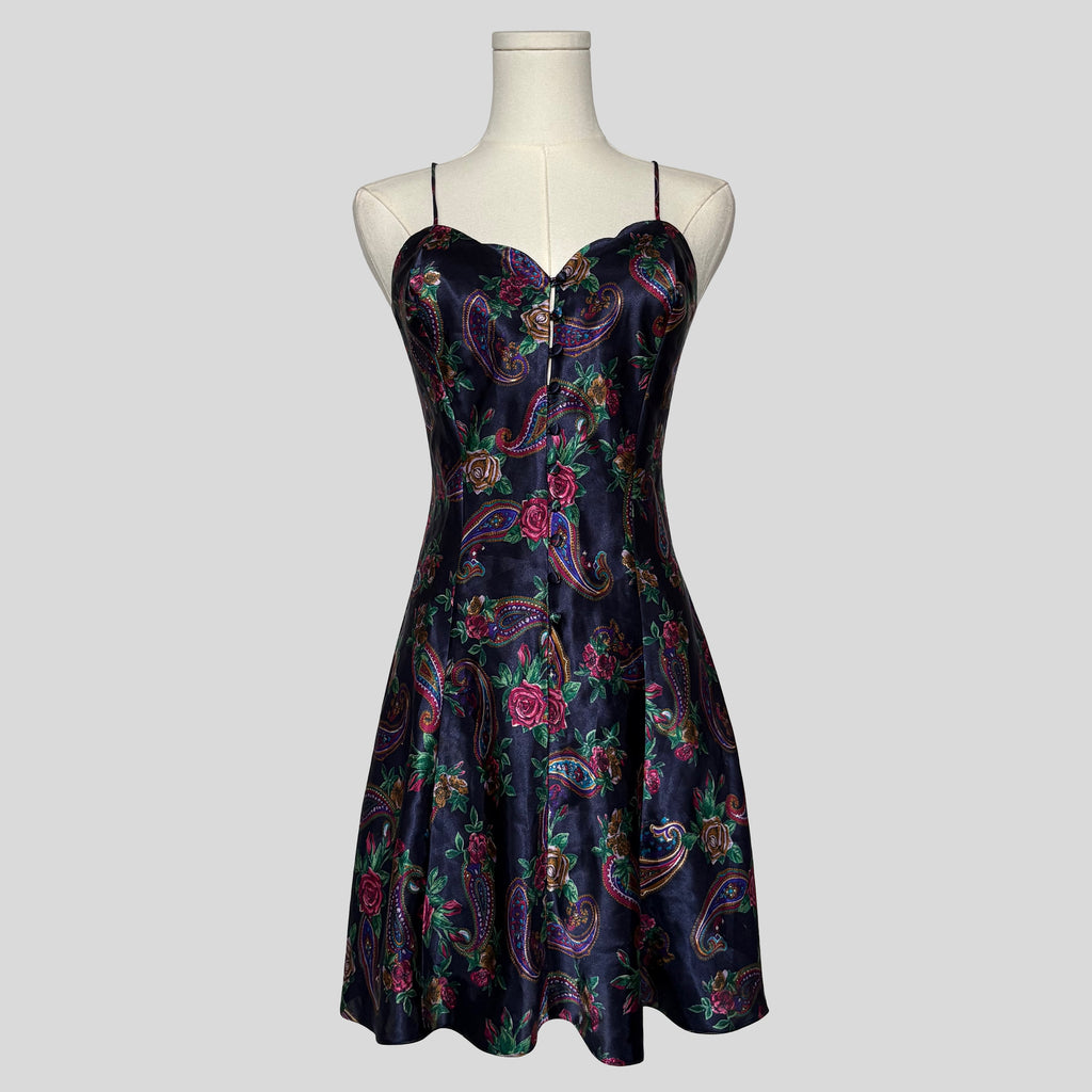 Paisley floral button up slip dress