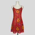 Simple sheer slip dress in dark orange floral
