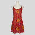 Simple sheer slip dress in dark orange floral