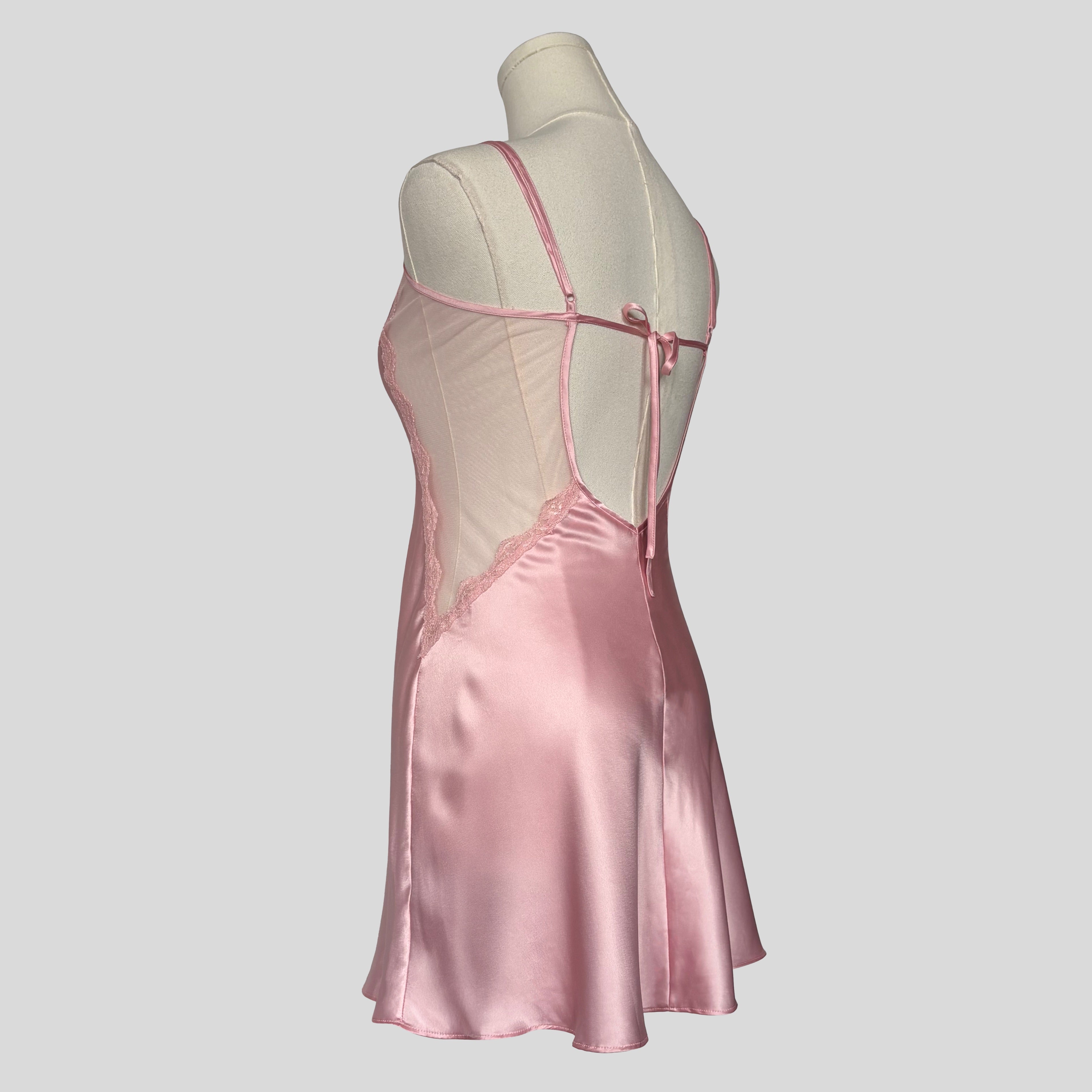 Plunging mesh neckline slip