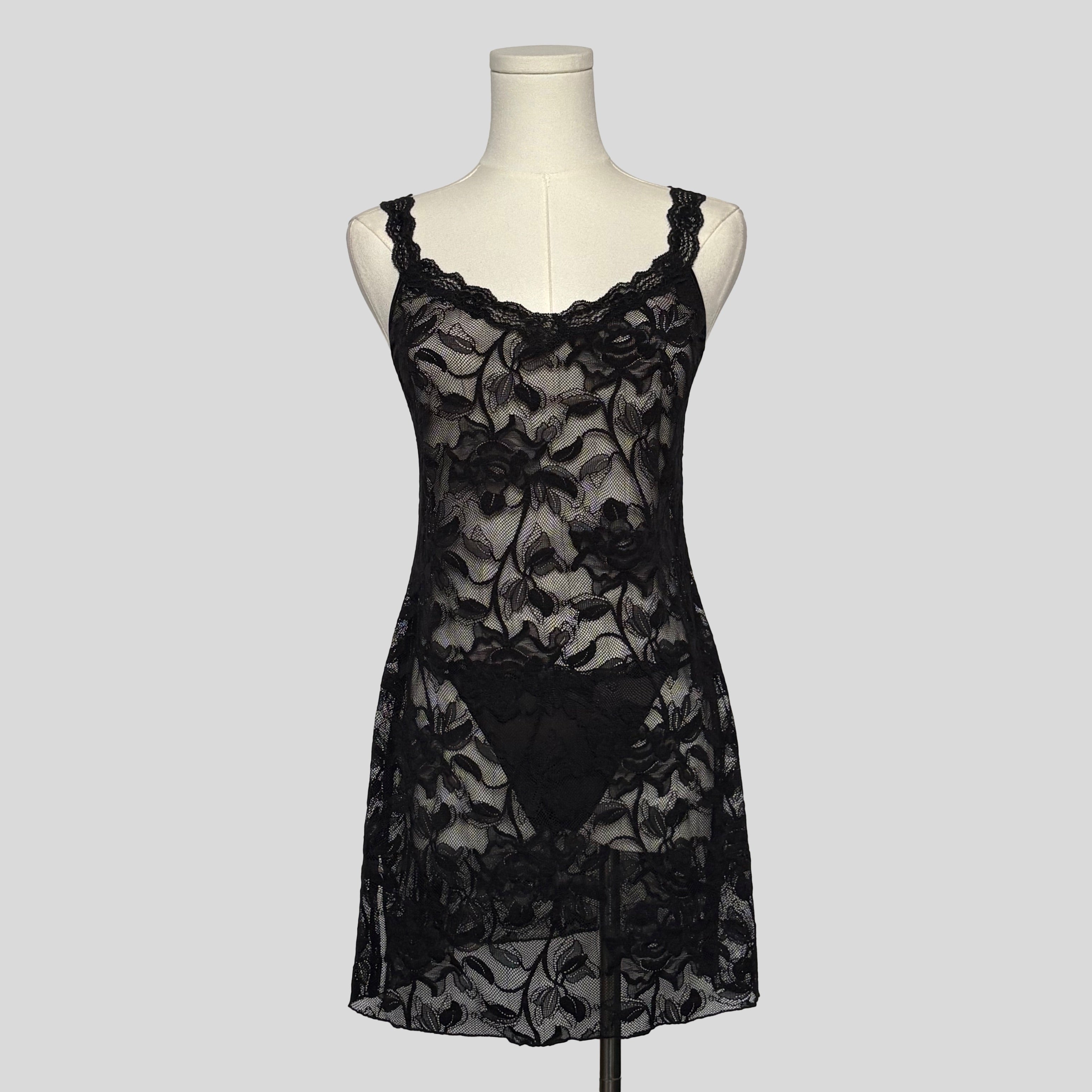 Lace backless mini dress with matching panties