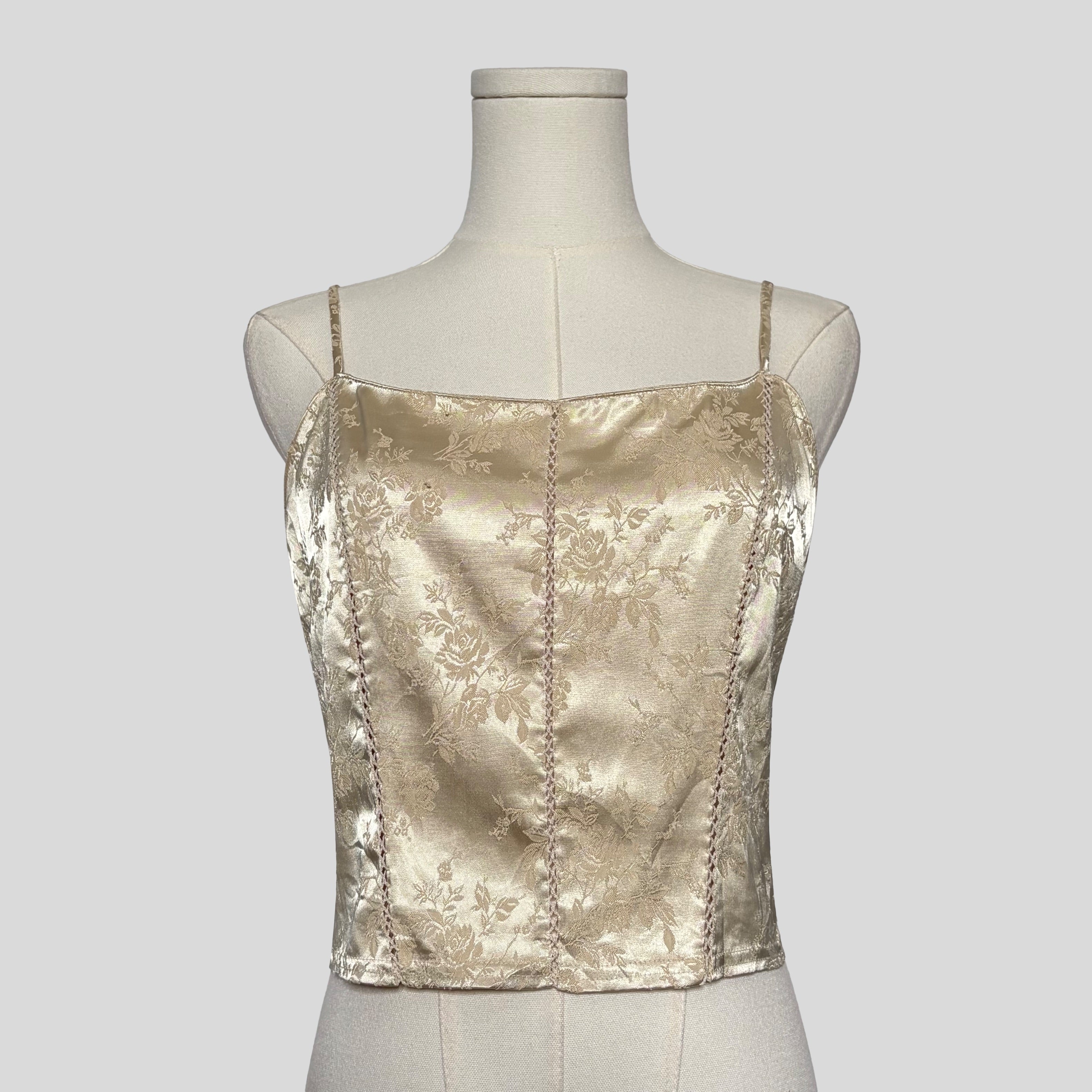Brocade floral cami in gold