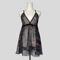 Backless sheer floral babydoll dress