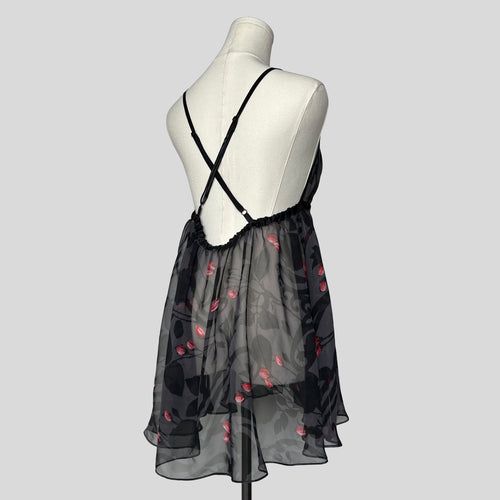 Backless sheer floral babydoll dress