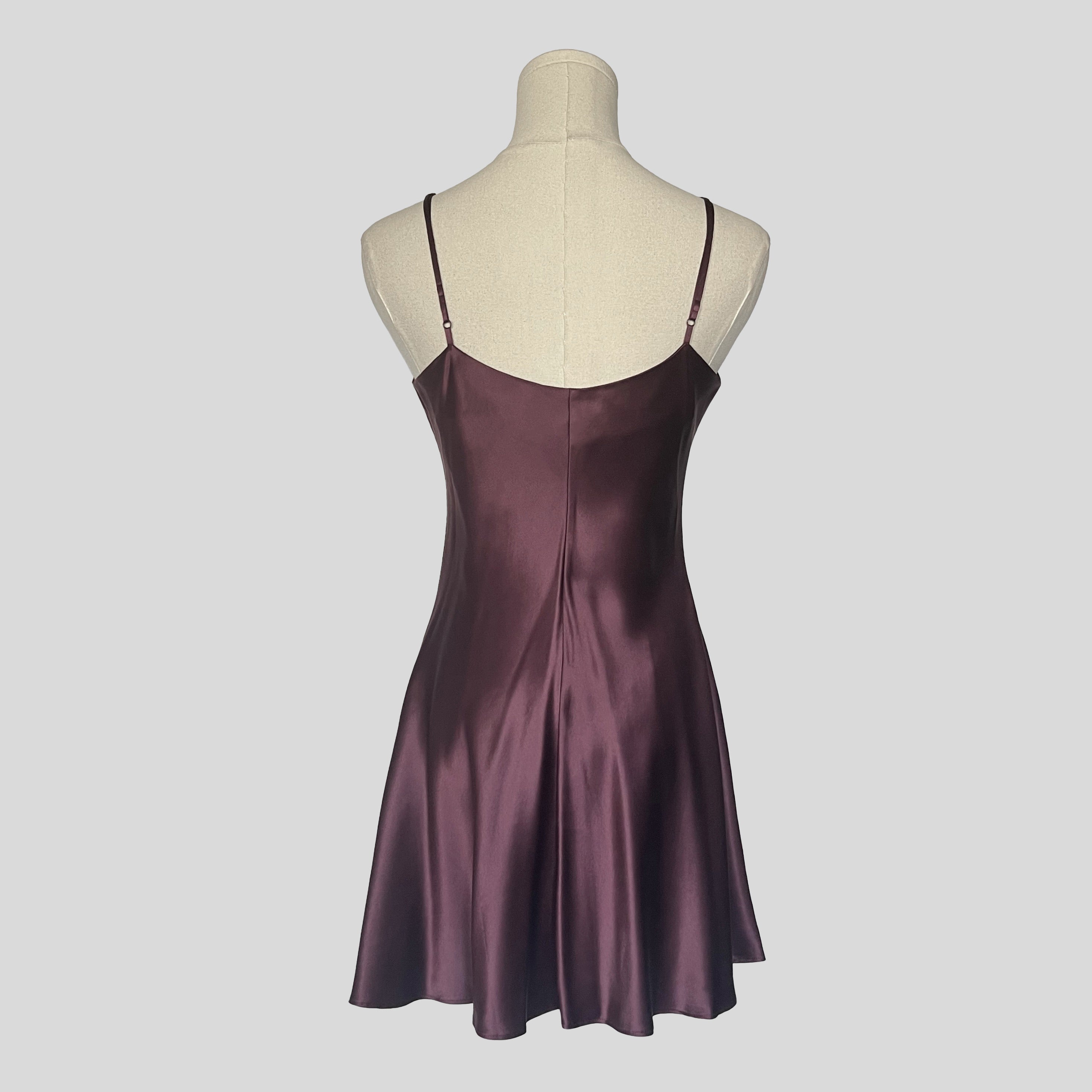Silk slip dress in wine