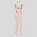 Velvet lace trim pajama set