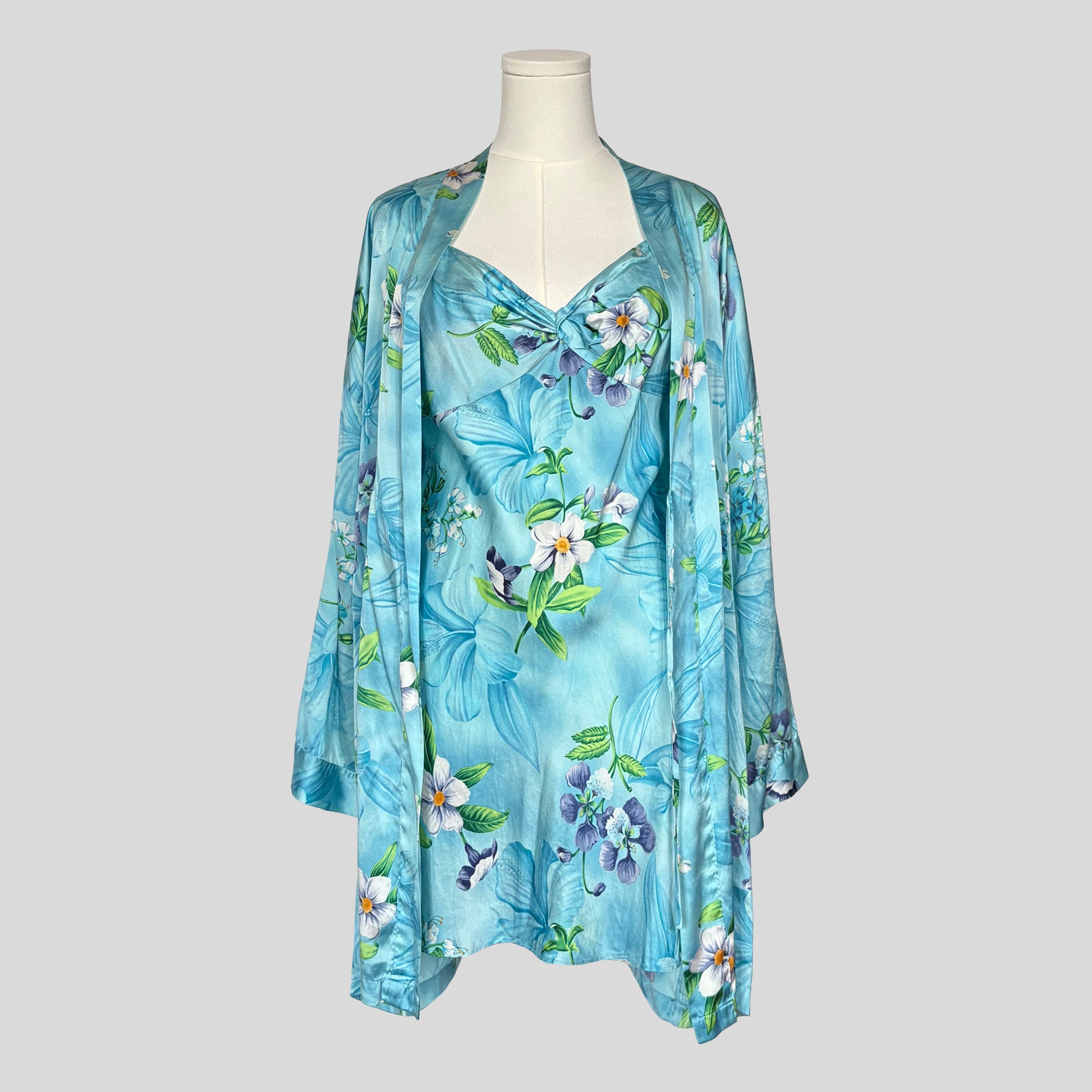 Tropical floral slip and robe set