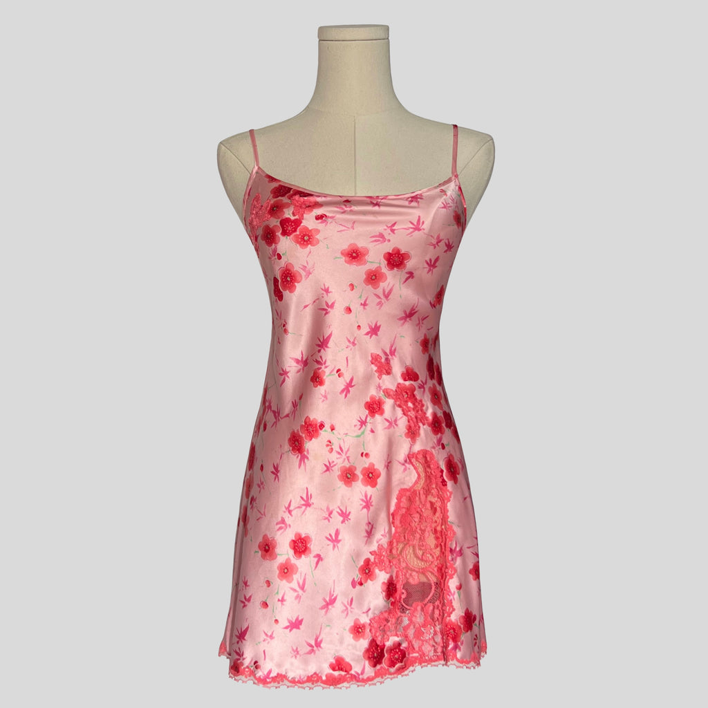 Fairy lace trim slip dress in cherry blossom floral